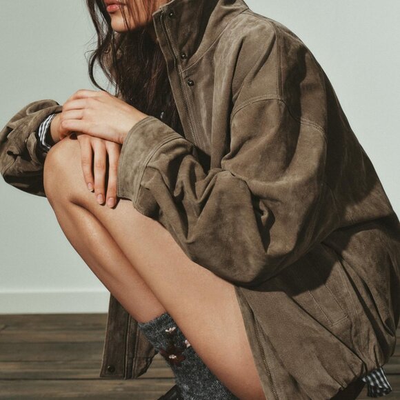 ZARA 100% SUEDE VOLUME JACKET - Picture 4 of 7